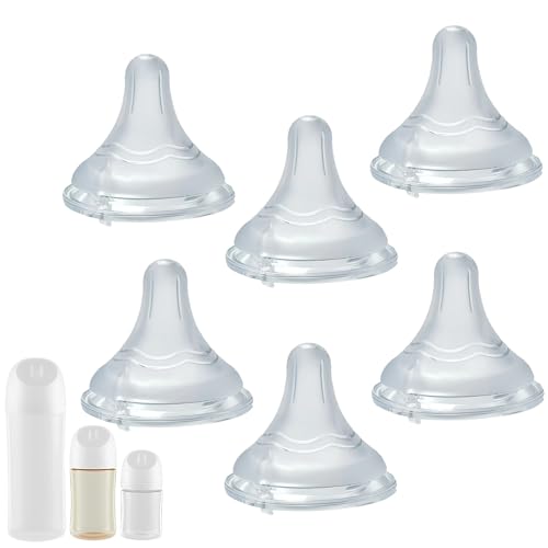 Silicone Nipple Compatible with Pigeon Bottle，Size S，Slow Flow，Fit for 1m+，6Pack