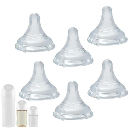Silicone Nipple Compatible with Pigeon Bottle，Size S，Slow Flow，Fit for 1m+，6Pack
