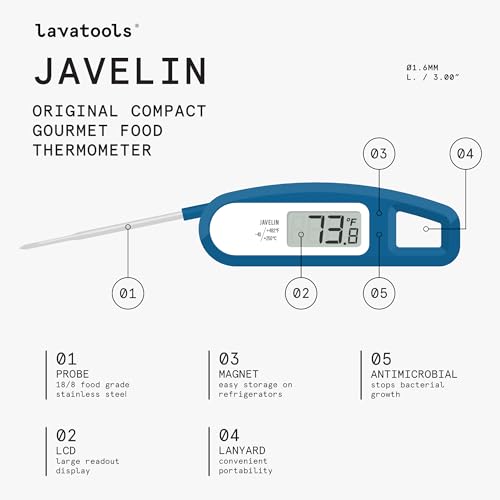 Lavatools Javelin® Ultra-Fast 3-Second Digital Instant Read Meat Thermometer for Grill and Cooking, 2.75" Probe, Compact Foldable Design, Large Display, IP65 Water Resistant, NSF Certified – Sesame - color: Sesame