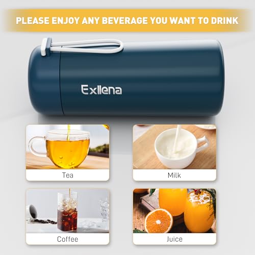 8 oz Water Bottles Made of 304 Stainless Steel, Small Water Bottles Double Wall Vacuum Insulation for Hot&Cold Drinks, Water Bottle Purse with Carry Handle - 100% Leakproof(Dark-Blue) - color: Dark Blue, size: 8.5 Ounces