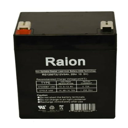 Raion Power 12V 5Ah Compatible Replacement Rechargeable AGM Battery for Gallagher S20 (Older Style) Solar Fence Energizer
