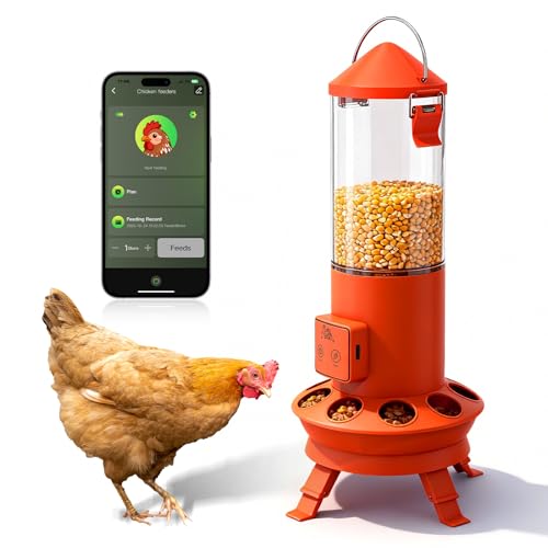 Automatic Chicken Feeder, Smart Chicken Coop Accessories, APP Smart Remote Control Chicken Feeders No Waste, Preset Feeder Schedule, 9 Chicken Feeder Port, Professional Poultry Feeding Equipment