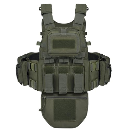 YAKEDA Tactical Training Vest with PALS System - Multi-Pocket Adjustable Straps Quick-Release Buckle for Hunting - color: Green
