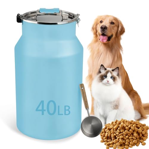 Dog-Cat Food Storage Container 40 lb, Airtight Stainless Steel Bin