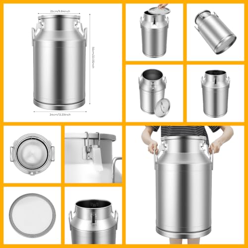 Stainless Steel Milk Can 40L/10.57Gal, Tight Seal, Durable, Large Capacity - size: 40L/10.57Gal