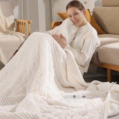 Electric Blanket Twin Size Heated Blanket Twin for Adult Machine Washable - color: White, size: Twin(62"x84")