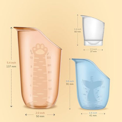 Maymom Drinking & Infant Feeding Cup Set, Training Kit for Newborns Elder Dysphagia Care, 30mL(1oz) Feeding Cup, 100mL (3oz) & 300mL (10oz) Nosey Cup - size: 30/100/300mL