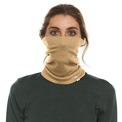 100% Merino Wool - Midweight Neck Gaiter - Skiing Neck Warmer - Winter Face Mask - Multipurpose Headwear - color: Desert Sand