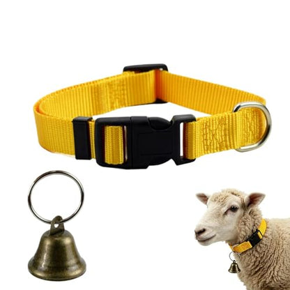 Collar for Goats with Bell Adjustable Sheep Positioning | Farm Animal Collar for Animal Lovers Breeders Farmers Ranchers Shepherd Ranch Farm Barn Backyard Open Range - color: Gold
