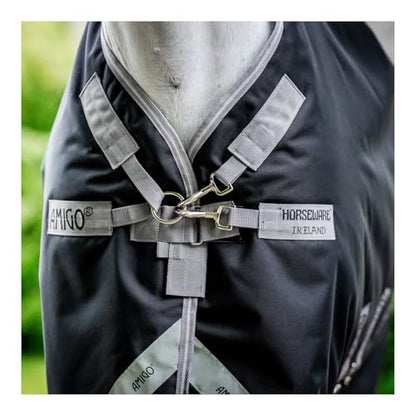 Horseware® Amigo® Bravo 12 Plus Turnout 250g - Black/Titanium Grey & Silver, 72 inches - color: Black/Titanium Grey & Silver, size: 72 inches