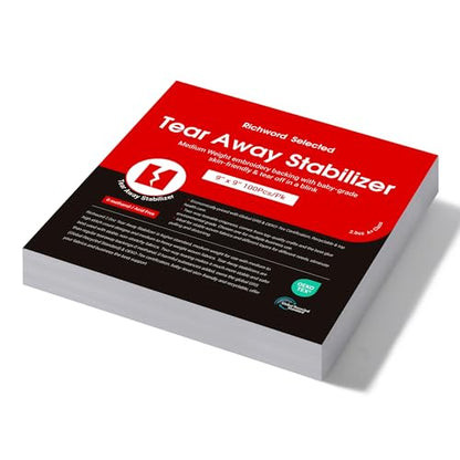 BAI Tear Away Stabilizer for Embroidery 2.0oz, 9"x9" 100 Sheets | 2.0oz Enhanced Support, Clean Tear Away Removal, Faster Batch Production, Machine Embroidery, Logos, Uniforms & Apparel - color: 9"x9" 100 sheets