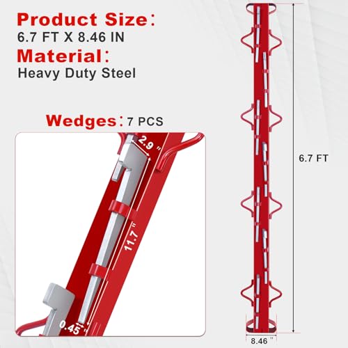 6ft Woven Wire Fence Stretcher Bar with 7 Wedge,Field Fence Stretcher | Heavy Duty Carbon Steel Fence Stretcher Tool, Chain Link Fabric Fence Stretcher, Wire Stretcher Fence Post for Fixing Fences - size: 6FT