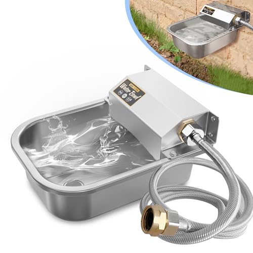 Automatic Water Dispenser for Dogs, 3L /101 oz 304 Stainless Steel Dog Water Feeder, Auto-Fill Large Waterer for Pets & Livestock, Outdoor Dog Water Bowl, Wide Mouth, Anti-tip, Easy to Clean - color: Silver, size: 101 oz