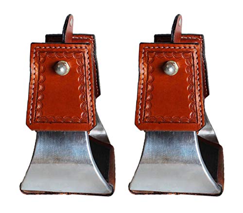 Pro Rider Horse Saddle SS Western Stirrups Pair 3" Neck 4" Tread 51133TN