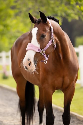 LeMieux Vogue Fleece Headcollar - Halter & Leadrope - Extra Padding, Adjustable at Curb and Poll Strap - color: Mallow