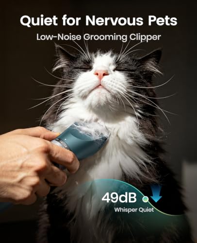 oneisall Cat Clippers for Matted Hair, 5-Speed Quiet Cat Grooming kit - color: Green