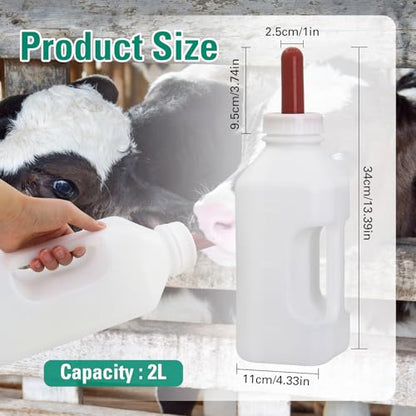 Calf Bottle with Hand Grip Handle and a Replacement Nipple,2 Quart Calf Milk Feeder Nursing Feeding Bottle (Red, Calf Bottle with Screw Nipple) - size: Calf Bottle with Screw Nipple