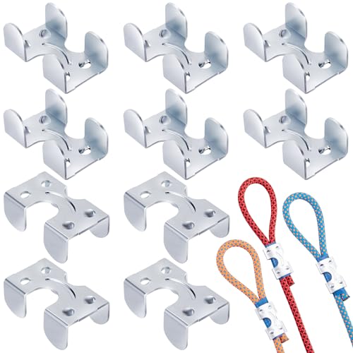 10pcs 1/4" Heavy Duty Double Rope Clamp, Zinc Plated Twisted or Braided Wire Rope Clips, Metal Rope Loop End Clip for DIY Dog Leashes Key Chains Horse Leads Bridle Reins- Silver