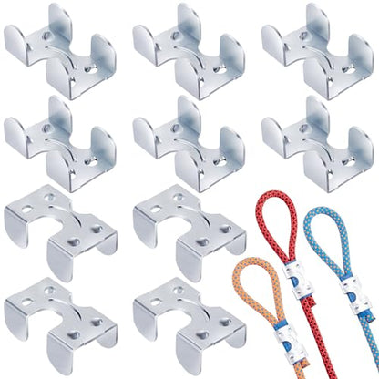 10pcs 1/4" Heavy Duty Double Rope Clamp, Zinc Plated Twisted or Braided Wire Rope Clips, Metal Rope Loop End Clip for DIY Dog Leashes Key Chains Horse Leads Bridle Reins- Silver