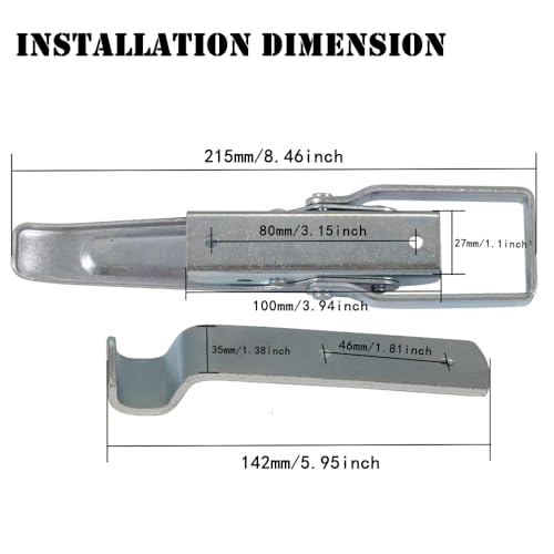 Trailer Gate Latch Handle Parts, 2 Pcs Utility RV Trailer Lift Gate Latches - for RV Camper Caravan Replacement Accessories - color: Silver-2