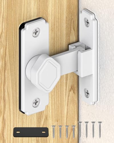90 Degree Barn Door Lock, Sliding Door Latch, White, 1 Pack - color: White-1PC