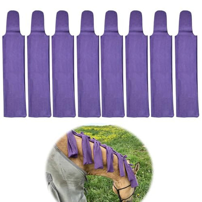8 Pcs Horse Mane Bags - Mane Bags for Horses Protect Equine Mane from Sun, Wind, Dirt - Prevents Tangles, Breakage & Rubbing Out - Durable Nylon - Washable & Easy Use (Purple) - color: Purple