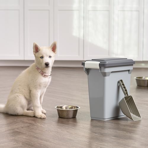 IRIS USA Dog Food Storage Container, Up to 13 lbs, Gray/Dark Gray - color: Dark Gray, size: 13 lbs