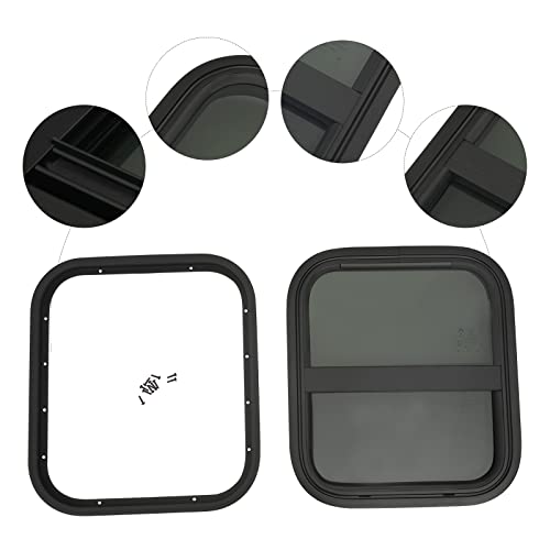 14" W x 16" H RV Window Horizontal RV Windows Privacy RV Replacement Window Stable Sliding Windows Black Universal Rectangular RV Windows With Trim Ring for Teardrop Cargo Horse Trailer Marine Camper - color: 14" W x 16" H