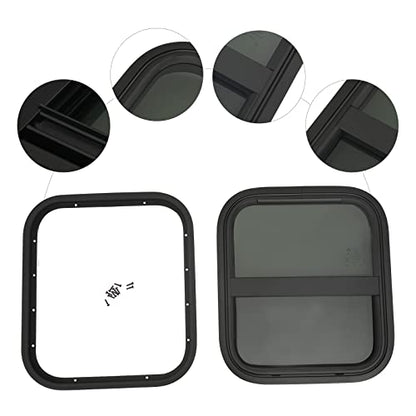 14" W x 16" H RV Window Horizontal RV Windows Privacy RV Replacement Window Stable Sliding Windows Black Universal Rectangular RV Windows With Trim Ring for Teardrop Cargo Horse Trailer Marine Camper - color: 14" W x 16" H