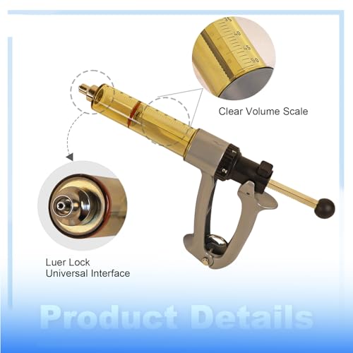 50ml Semi Automatic Cattle Syringe Dosage Adjustable Livestock Vaccine Gun - size: 50ML Gray
