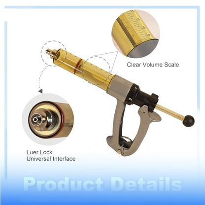 50ml Semi Automatic Cattle Syringe Dosage Adjustable Livestock Vaccine Gun - size: 50ML Gray
