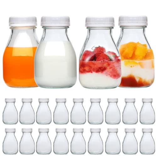 Accguan 22 pcs Glass Milk Bottles,11oz Reusable Glass Bottles with Lids