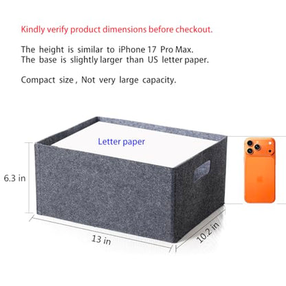 1 pack 13 * 10.2 * 6.3 inch felt storage basket self-supporting collapsible for storaging and sorting of clothes, toys and office files
