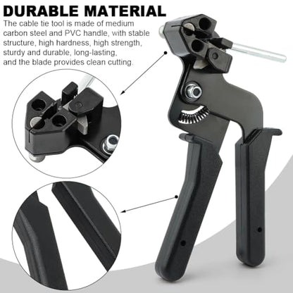 Metal Zip Tie Tool, Adjustable Fastening Cutting Self-Locking Stainless Steel Tie Wrap Cutter and Free Release Tool for Repair Fences, Exhaust Pipes, Chain Links, Head Wrap