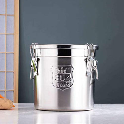 CNCEST Stainless Steel Airtight Canister for Kitchen, Rice Cereal Grain Canisters Container for Household Kitchen Food Bean Flour Oil Sugar Milk Cookie Storager Bucket w/Handles Lid (6L) - size: 6L