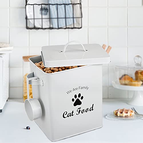 Geyecete Pet Treat and Food Storage Tin with Lid - 5lbs Capacity - Serving Scoop Included … -CAT - size: CAT FOOD