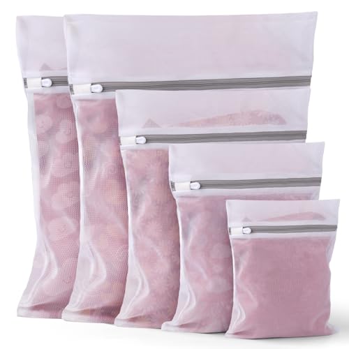 5Pcs Laundry Bags Mesh Wash Bags, Delicate Laundry Bags for Clothes, Hosiery, Underwear, Bed linen - 5 Size - color: White, size: Delicates 5 pcs
