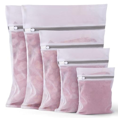5Pcs Laundry Bags Mesh Wash Bags, Delicate Laundry Bags for Clothes, Hosiery, Underwear, Bed linen - 5 Size - color: White, size: Delicates 5 pcs