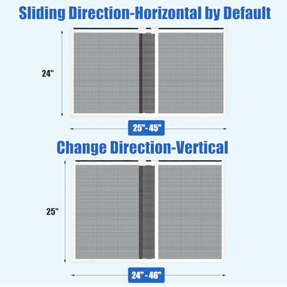4 Pack Expandable Window Screen, 2 Way Adjustable Sliding Window Screen, Horizontal (24" H x 25" - 45" W), Horizontal and Vertical Adjustable, Replacement Screen for Window, Window Screens Mesh - size: 24"H x 25"-45"W