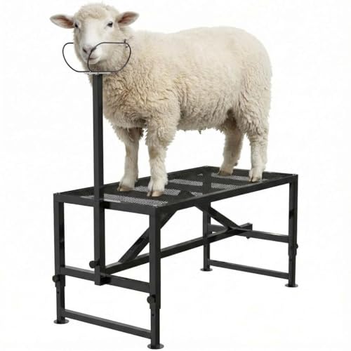 Adjustable Goat Milking Stand 47x23in 500LBS Capacity Heavy Duty | Headpiece & Nose Loop, Height Adjustable, Multi-Purpose