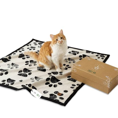 Baby & Pet Blanket 100% Cotton with Sherpa Fleece – Soft Stroller & Cuddle Blanket for Baby, Dog & Cat – Breathable, Hypoallergenic, Washable – 30x40 All-Season Blanket Black - color: Black Paw/ Beige