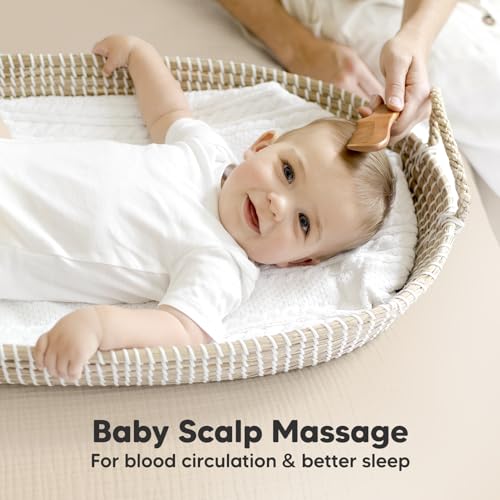 Keababies Baby Hair Brush and Comb Set and 3-Pack Baby Swaddle Sleep Sacks - Wooden Brush with Soft Goat Bristle - Newborn Swaddle Sack, Cradle Cap Brush