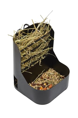 Hay and Food Feeder for Rabbit, Guinea Pig, Bunny, Chinchilla, Heavy Duty Metal Bin 5.5 x 5.5 x 7 inch (Pack of 1) - size: Pack of 1