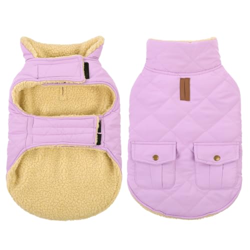 Queenmore XS Warm Dog Coat Winter Thick Quilting Cold Weather Puffer Vest - color: Lilac, size: X-Small