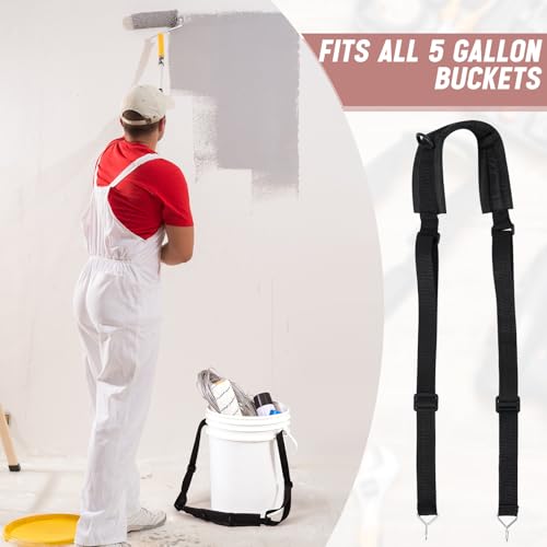2 Pcs 5 Gallon Bucket Shoulder Carrying Straps, Adjustable Sling Bucket Holders, Multifunctional 5 Gallon Pail Accessories, Length Extension Replacement for Wire Handle