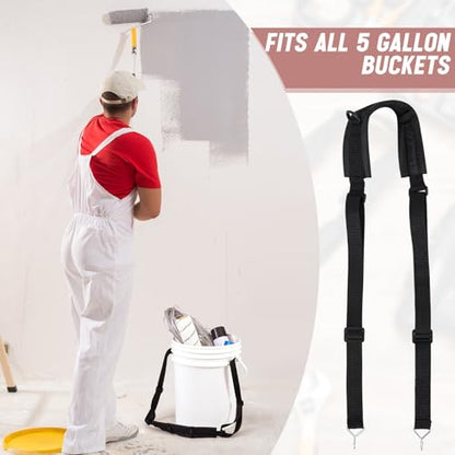 2 Pcs 5 Gallon Bucket Shoulder Carrying Straps, Adjustable Sling Bucket Holders, Multifunctional 5 Gallon Pail Accessories, Length Extension Replacement for Wire Handle