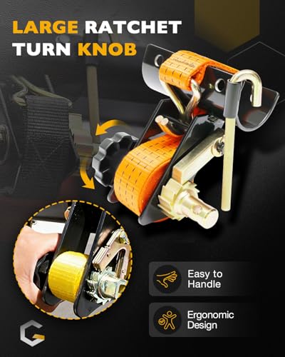 Rack Ratchet Straps, Ladder Rack Straps, Truck/Lumber/Pipe/Roof Rack Straps - color: Orange (2 pcs), size: Black Round Tube