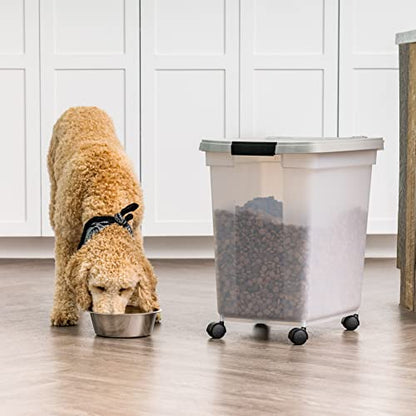 IRIS USA Dog Food Storage Container, Up to 50 lbs, Clear/Gray, Made in USA - color: Gray, size: 50 lbs