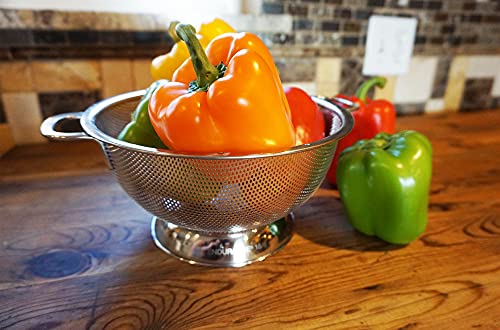 RSVP International Endurance Kitchen Collection Colander Strainer, 3 Quart, Pierced Stainless Steel - size: 3 Quart
