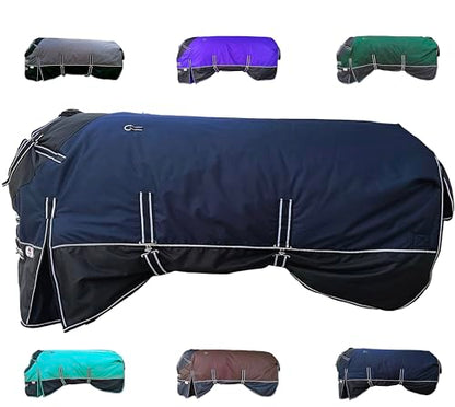 Majestic Ally 600 D Ripstop Nylon Horse Turnout Blanket, Waterproof, Heavyweight, Rain and Weather Resistant, 250 GSM (Navy Black, 78 - Inch) - color: Navy Black, size: 78 - Inch